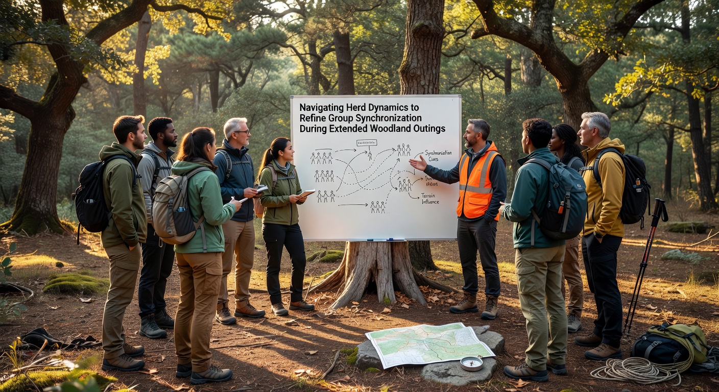 Reiter und Pferde synchronisieren ihre Bewegungen auf einem schmalen Waldpfad